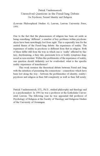Unresolved Questions in the Freud Jung Debate (Louvain philosophical studies)