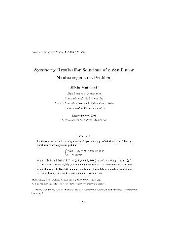 Symmetry results for solutions of a semilinear nonhomogeneous problem