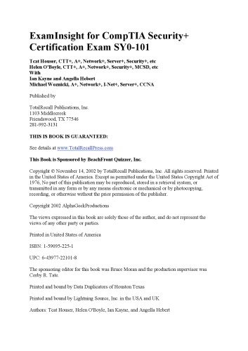 ExamInsight For CompTIA Security+ Certification Exam SY0-101 (ExamInsight)