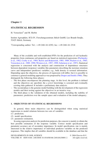 Development of Pedotransfer Functions in Soil Hydrology
