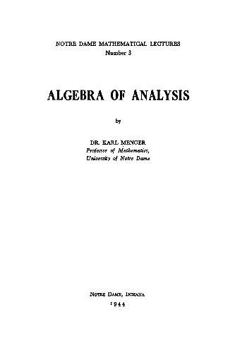 Algebra of Analysis