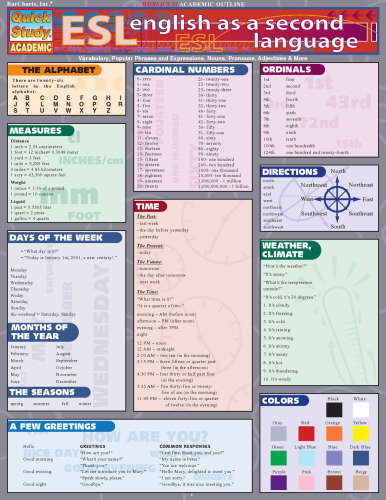 English As a Second Language (Quickstudy Reference Guides - Academic)