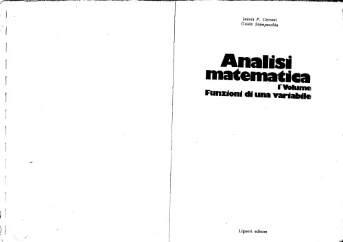 Analisi matematica. Funzioni di una variabile