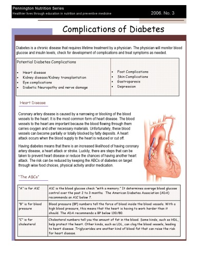 Pennington Nutrition Series, Diabetes