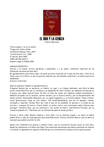 El Oro Y la Ceniza