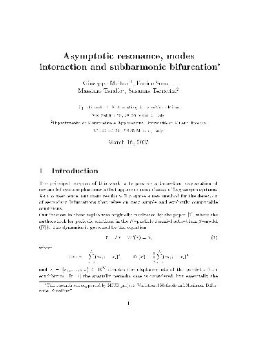 Asymptotic resonance, modes interaction and subharmonic bifurcation