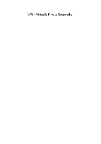 VPN - Virtuelle Private Netzwerke