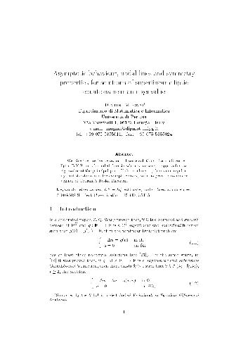 Asymptotic behaviour, nodal lines and symmetry properties for solutions of superlinear elliptic equations near an eigenvalue