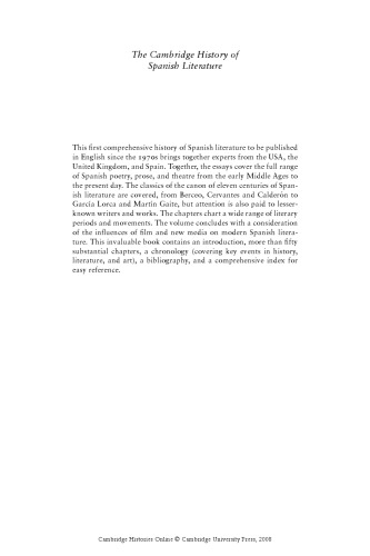 The Cambridge History of Spanish Literature
