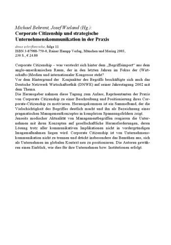 Corporate Citizenship und strategische Unternehmenskommunikation in der Praxis.