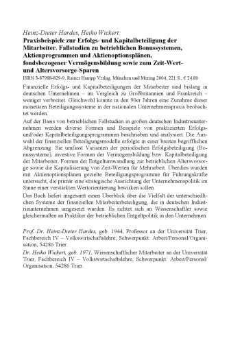 Praxisbeispiele zur Erfolgs- und Kapitalbeteiligung der Mitarbeiter