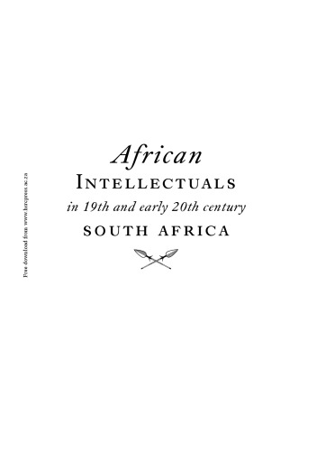 African Intellectuals in 19th and Early 20th Century South Africa