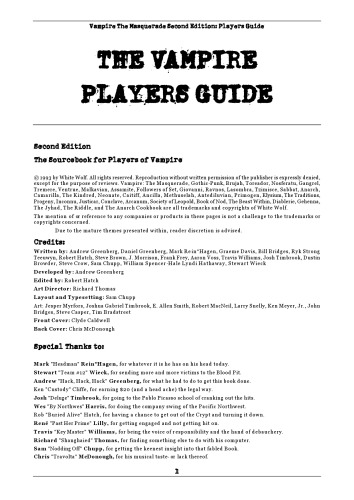 The Vampire Players Guide, 2nd Edition (Vampire: The Masquerade)