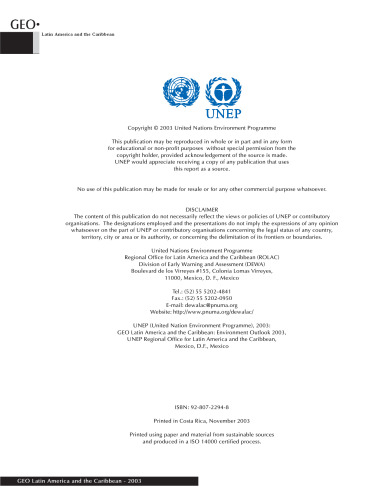 Geo Latin America And the Caribbean: Environment Outlook 2003