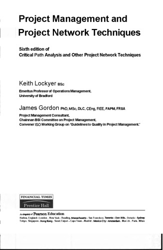 Project Management and Project Network Techniques