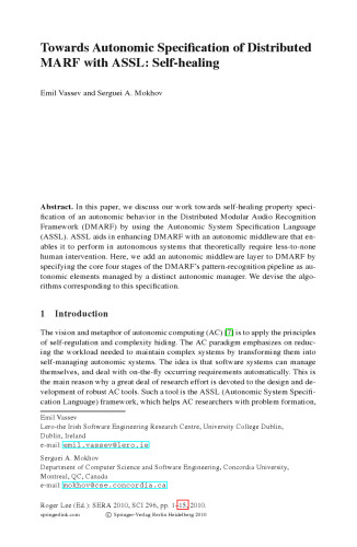 Software Engineering Research, Management and Applications 2010
