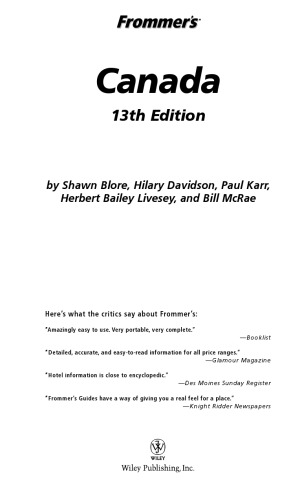 Frommer's Canada 13th Edition (Frommer's Complete)