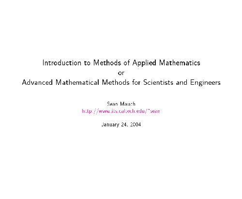 Introduction to methods of applied mathematics