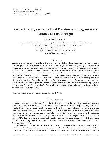 On estimating the polyclonal fraction in lineage-marker studies of tumor origin
