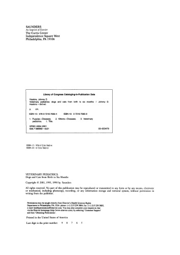 Veterinary Pediatrics: Dogs and Cats from Birth to Six Months, 3rd Edition