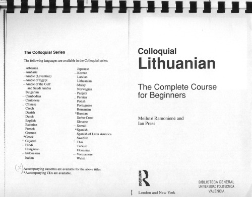 Colloquial Lithuanian: The Complete Course for Beginners (Colloquial Series)
