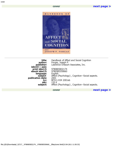 Handbook of affect and social cognition