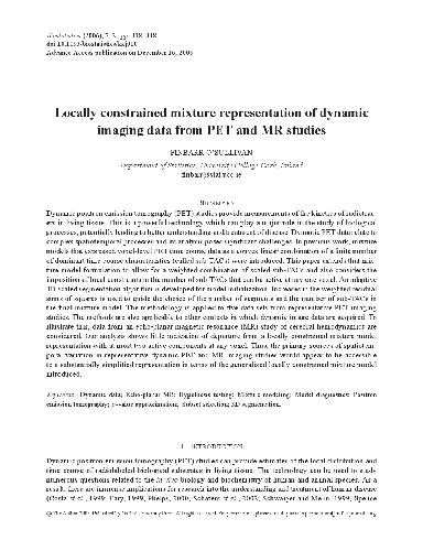 Locally constrained mixture representation of dynamic imaging data from PET and MR studies
