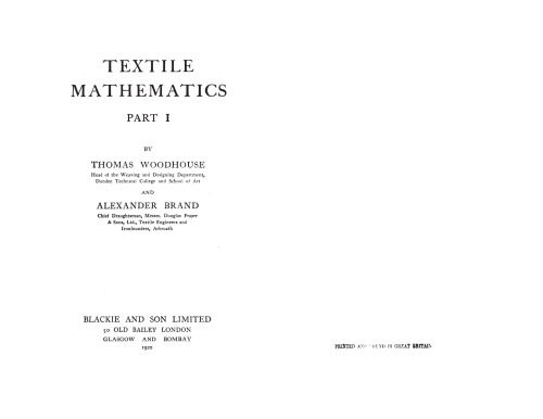 TEXTILE MATHEMATICS - PART I