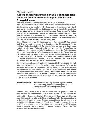 Kollektionsentwicklung in der Bekleidungsbranche unter besonderer Berücksichtigung empirischer Erfolgsfaktoren