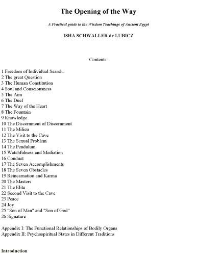 The Opening of the Way: A Practical Guide to the Wisdom Teachings of Ancient Egypt