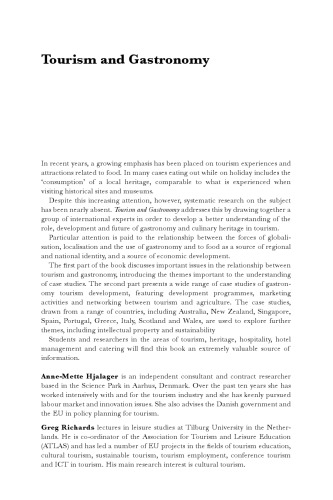 Tourism and Gastronomy (Routledge Advances in Tourism, 11)