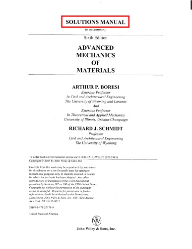 Advanced Mechanics of Materials 6th edition Solution Manual