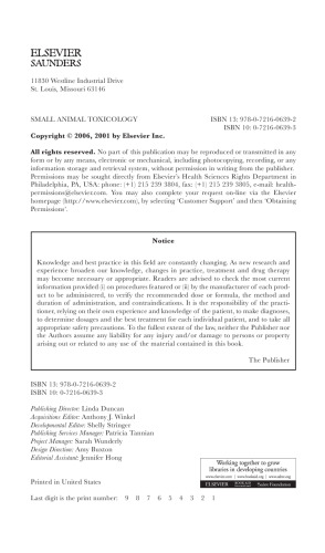 Small Animal Toxicology, Second Edition