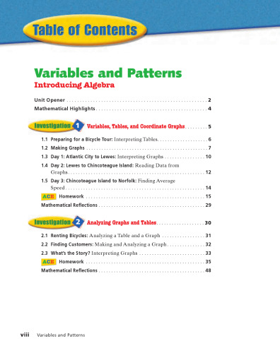Variables And Patterns: Introducing Algebra (Connected Mathematics 2)