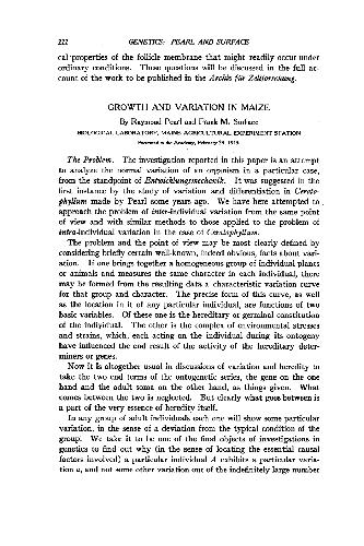 Growth and Variation in Maize