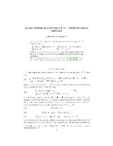 Quasi-linear equations in Bbb R^N perturbation results