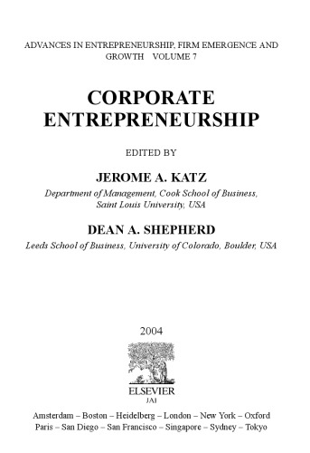 Corporate Entrepreneurship (Advances in Entrepreneurship Series)