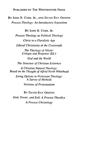 Process Theology: An Introductory Exposition