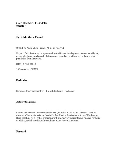 Catherine's Travels: Book I (Bk. I)