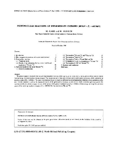 Physics Reports vol.72