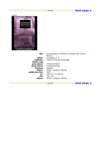 Determination of Metals in Natural and Treated Waters