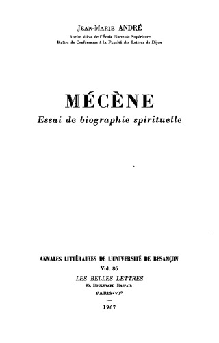Mécène : Essai de biographie spirituelle