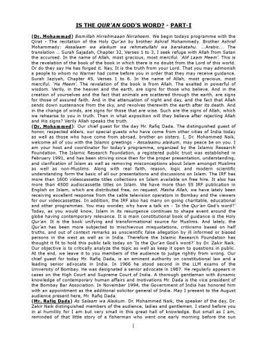 Is the Qur'an God's Word: A Scientific Approach