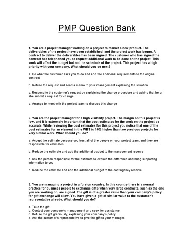 PMP Question Bank