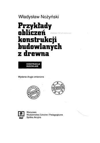 Przykłady obliczeń konstrukcji budowlanych z drewna