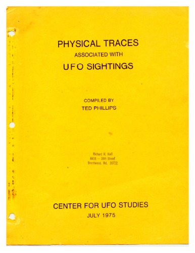 Physical traces associated with UFO sightings: A preliminary catalog