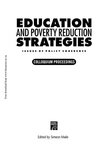 Education and Poverty Reduction Strategies: Issues of Policy Coherence