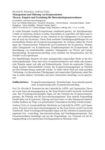 Management und Führung von Kooperationen: Theorie, Empirie und Gestaltung für Biotechnologieunternehmen