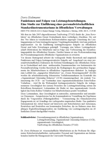 Funktionen und Folgen von Leistungsbeurteilungen: Eine Studie zur Einführung eines personalwirtschaftlichen Standardinstrumentariums in öffentlichen Verwaltungen