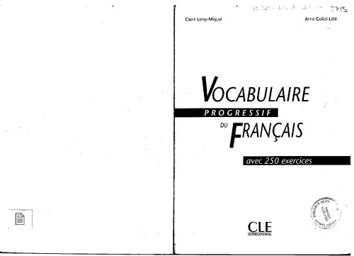 Vocabulaire progressif du français : Niveau intermédiaire